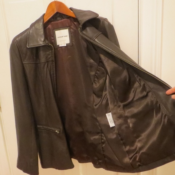 Vintage Andrew Marc Brown Leather Womens Jacket - Picture 5 of 8